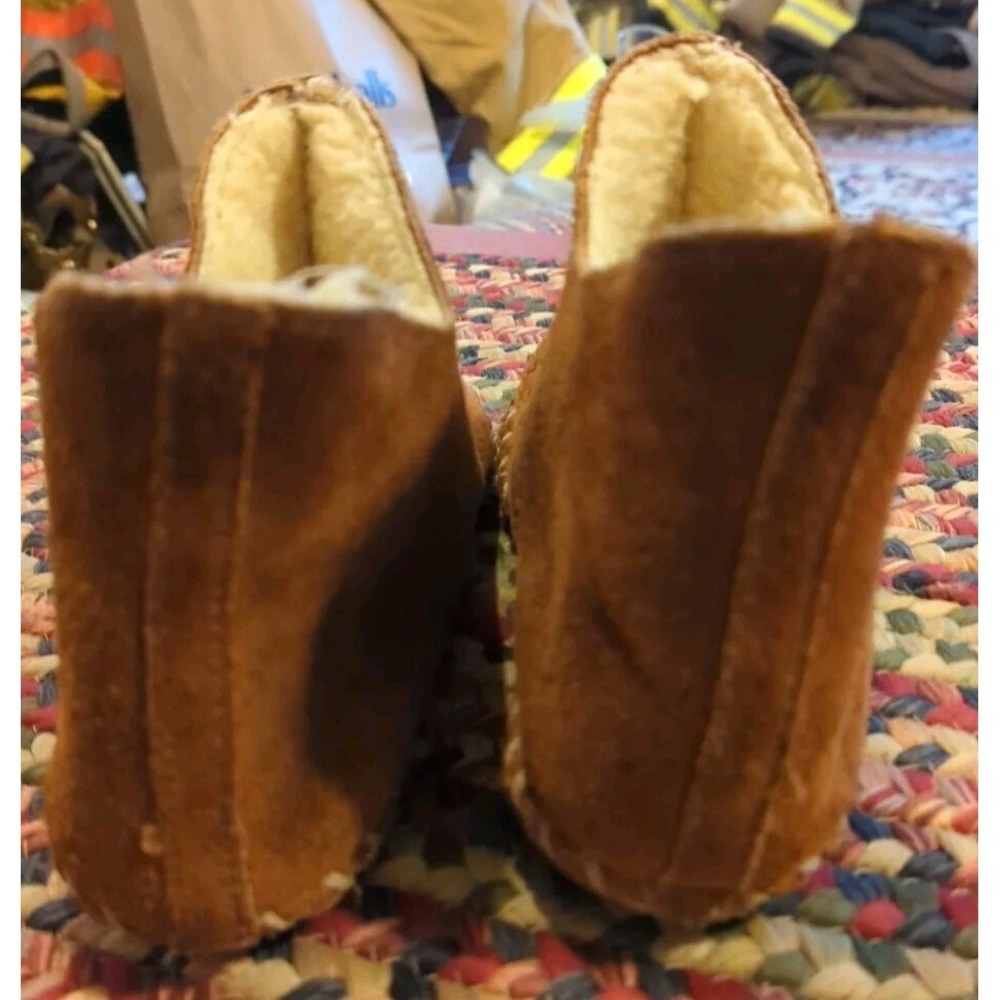 Vintage Brown Suede Leather Moccasin Bootie Slippers Women's SEE PHOTOS FOR SIZE - Picture 4 of 10